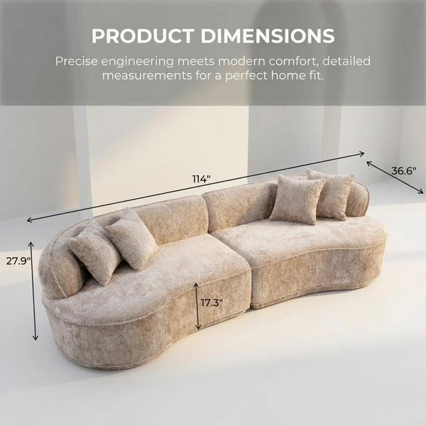 Modern Curved Oversized Sofa, Comfortable Fold-out Sofa Bed, Suitable For Living Rooms And Apartments