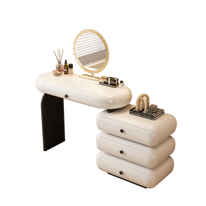 Modern Extendable Vanity Desk with LED Mirror, Storage Drawers & Reversible Left/Right Installation, Ultra Easy Assembly Makeup Table for Bedroom  Wooden Bazar