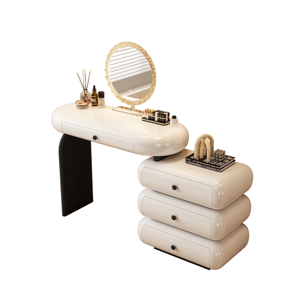 Modern Extendable Vanity Desk with LED Mirror, Storage Drawers & Reversible Left/Right Installation, Ultra Easy Assembly Makeup Table for Bedroom  Wooden Bazar
