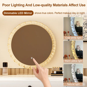 Modern Extendable Vanity Desk with LED Mirror, Storage Drawers & Reversible Left/Right Installation, Ultra Easy Assembly Makeup Table for Bedroom  Wooden Bazar