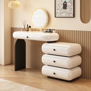 Modern Extendable Vanity Desk with LED Mirror, Storage Drawers & Reversible Left/Right Installation, Ultra Easy Assembly Makeup Table for Bedroom  Wooden Bazar