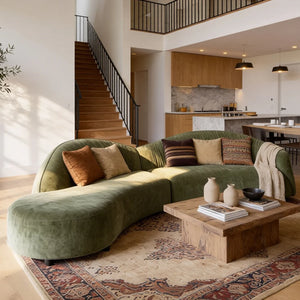 Hitong Organic Modern Curved Sectional Sofa in Green - Wooden bazar