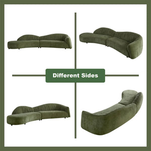 Hitong Organic Modern Curved Sectional Sofa in Green - Wooden bazar