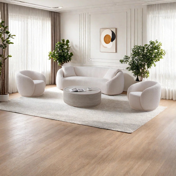 Modern Living Room Sofa Set With 360° Swivel Barrel Chair, 5-seat