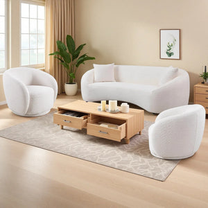 Modern Living Room Sofa Set With 360° Swivel Barrel Chair, 5-seat