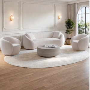 Modern Living Room Sofa Set With 360° Swivel Barrel Chair, 5-seat