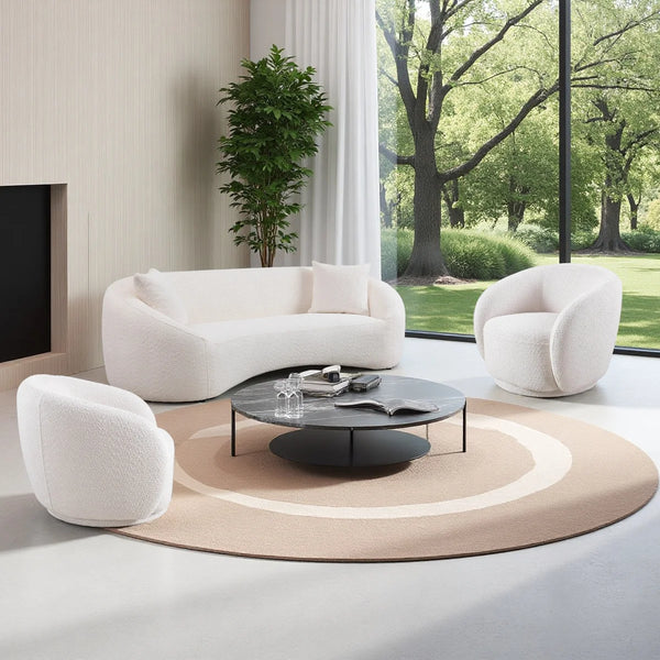 Modern Living Room Sofa Set With 360° Swivel Barrel Chair, 5-seat