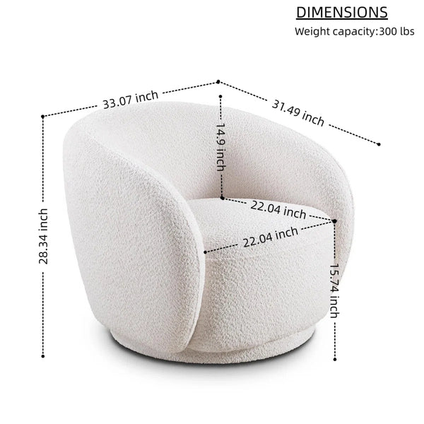 Modern Living Room Sofa Set With 360° Swivel Barrel Chair, 5-seat