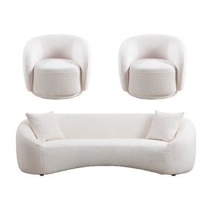 Modern Living Room Sofa Set With 360° Swivel Barrel Chair, 5-seat