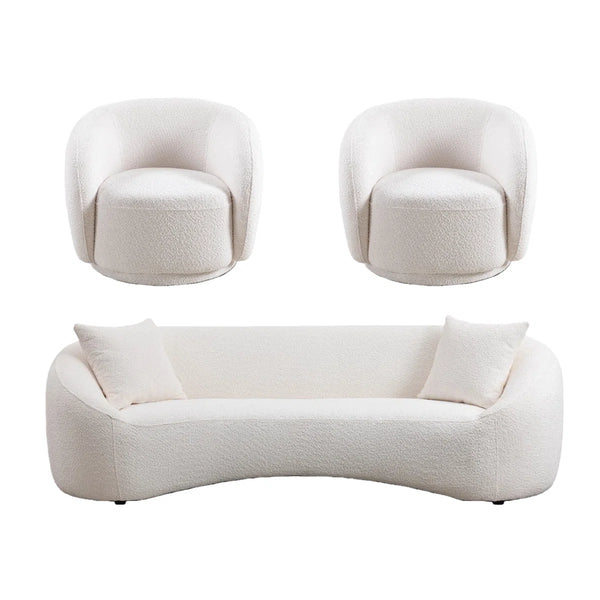Modern Living Room Sofa Set With 360° Swivel Barrel Chair, 5-seat