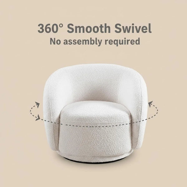 Modern Living Room Sofa Set With 360° Swivel Barrel Chair, 5-seat