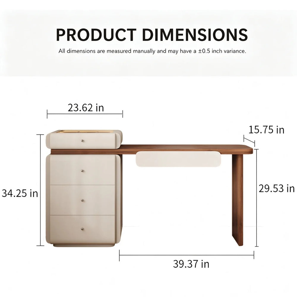 Modern Makeup Vanity Desk, 62.99" Wide, LED Light, 5 Drawers, Jewelry Storage  Wooden Bazar