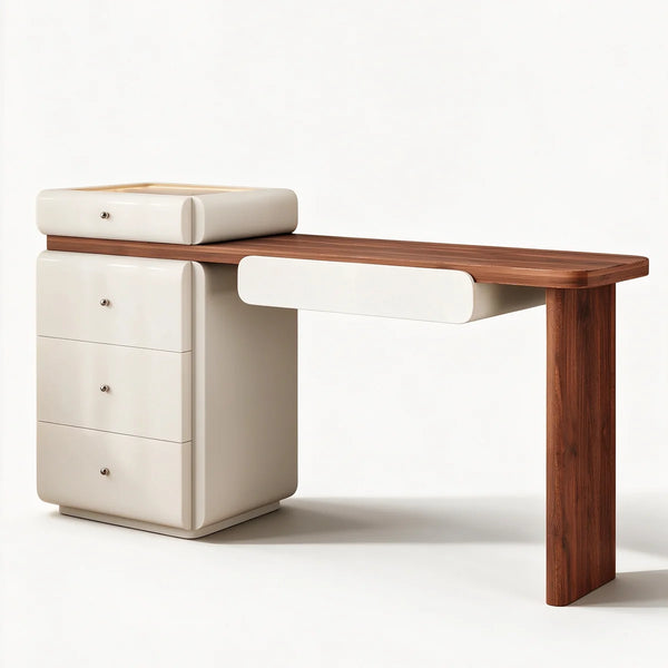 Modern Makeup Vanity Desk, 62.99" Wide, LED Light, 5 Drawers, Jewelry Storage  Wooden Bazar