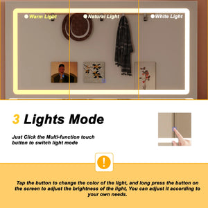 Modern Makeup Vanity With Lighted Mirror And Strong Storage  Wooden Bazar