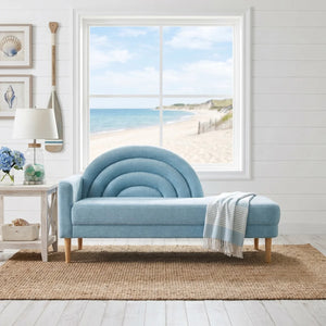 Modern Rainbow-Inspired Curved Backrest Chaise Lounge with Tapered Wood Legs  Wooden Bazar
