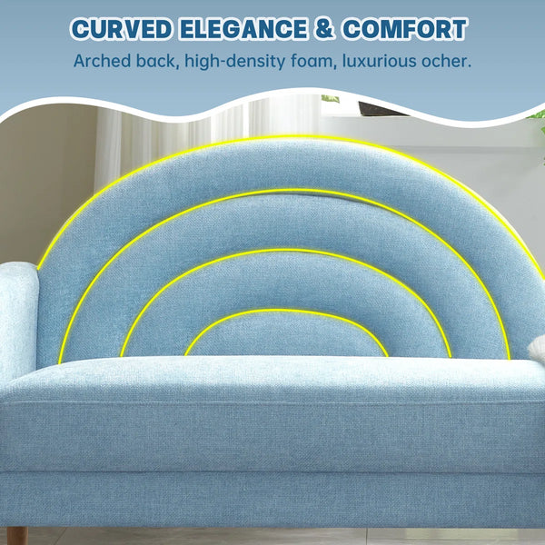 Modern Rainbow-Inspired Curved Backrest Chaise Lounge with Tapered Wood Legs  Wooden Bazar