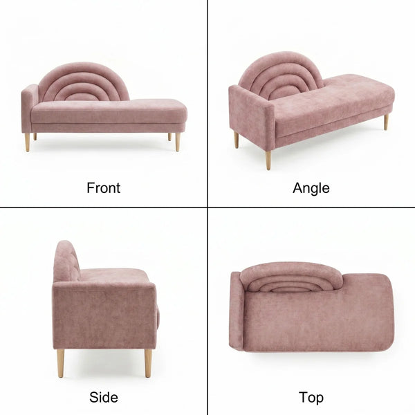 Modern Rainbow-Inspired Curved Backrest Chaise Lounge with Tapered Wood Legs  Wooden Bazar