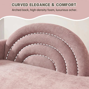 Modern Rainbow-Inspired Curved Backrest Chaise Lounge with Tapered Wood Legs  Wooden Bazar