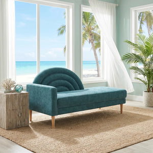 Modern Rainbow-Inspired Curved Backrest Chaise Lounge with Tapered Wood Legs  Wooden Bazar