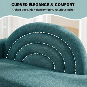 Modern Rainbow-Inspired Curved Backrest Chaise Lounge with Tapered Wood Legs  Wooden Bazar