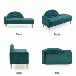 Modern Rainbow-Inspired Curved Backrest Chaise Lounge with Tapered Wood Legs  Wooden Bazar