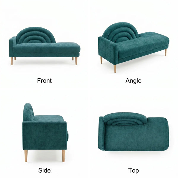 Modern Rainbow-Inspired Curved Backrest Chaise Lounge with Tapered Wood Legs  Wooden Bazar