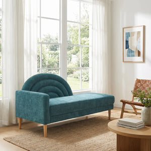 Modern Rainbow-Inspired Curved Backrest Chaise Lounge with Tapered Wood Legs  Wooden Bazar