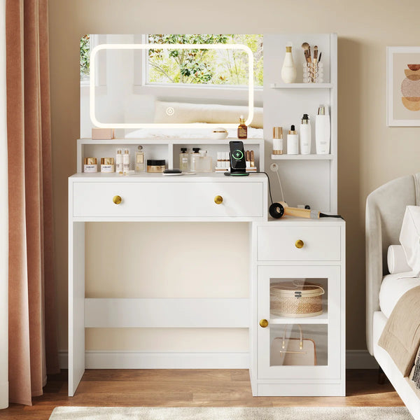 Modern Vanity Desk with Mirror Makeup Dressing Table for Bedroom  Wooden Bazar