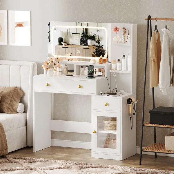 Modern Vanity Desk with Mirror Makeup Dressing Table for Bedroom  Wooden Bazar