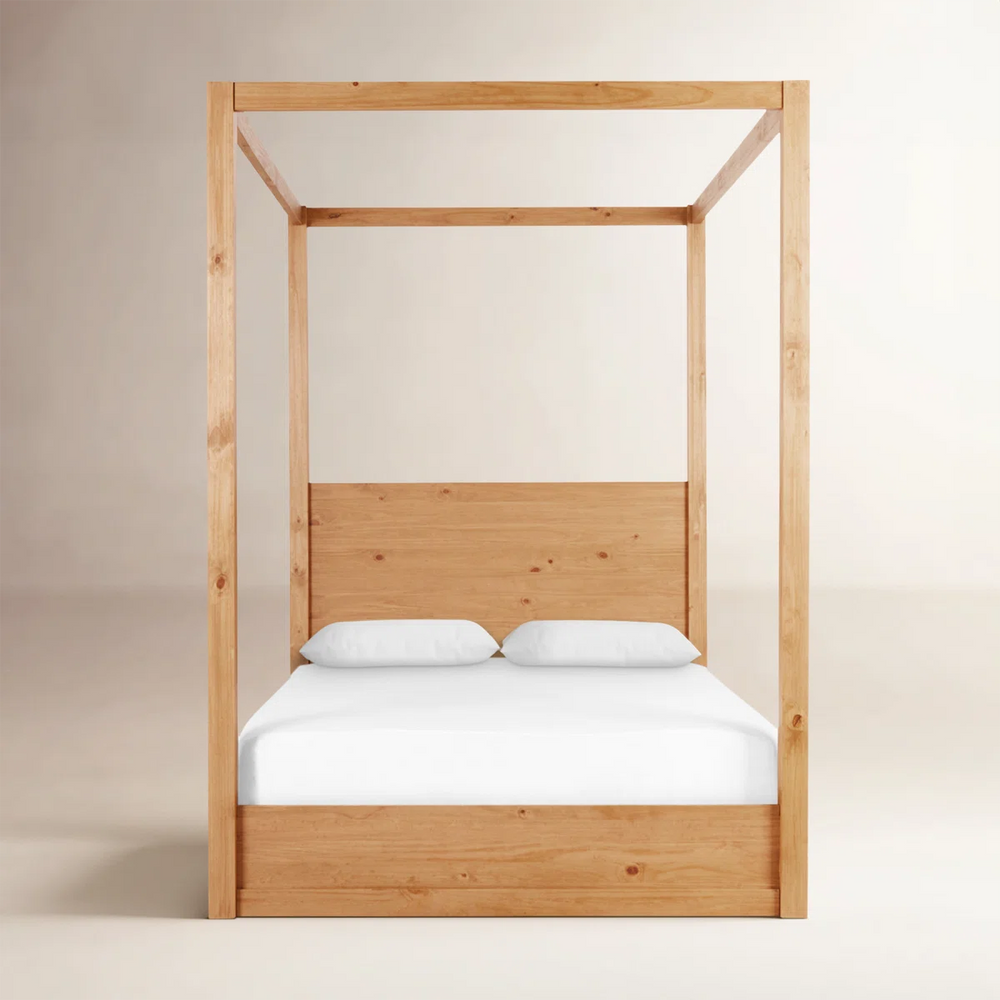 Cannon Solid Wood Canopy Bed - Wooden bazar
