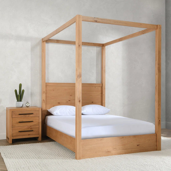 Cannon Solid Wood Canopy Bed - Wooden bazar