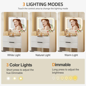 Morico Flip-Top Vanity Set with LED Mirror  Wooden Bazar