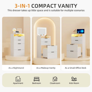 Morico Flip-Top Vanity Set with LED Mirror  Wooden Bazar