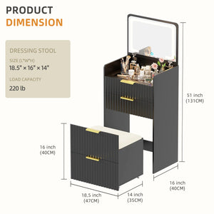 Morico Flip-Top Vanity Set with LED Mirror  Wooden Bazar