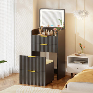 Morico Flip-Top Vanity Set with LED Mirror  Wooden Bazar