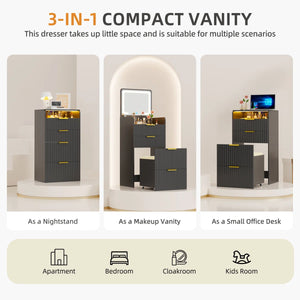 Morico Flip-Top Vanity Set with LED Mirror  Wooden Bazar