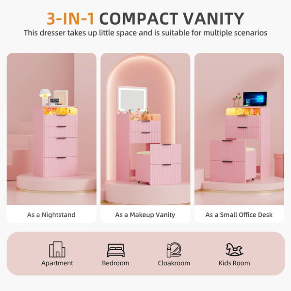 Morico Flip-Top Vanity Set with LED Mirror  Wooden Bazar