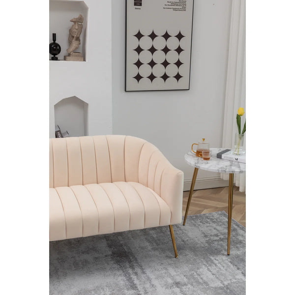 Velvet Loveseat  Wooden Bazar