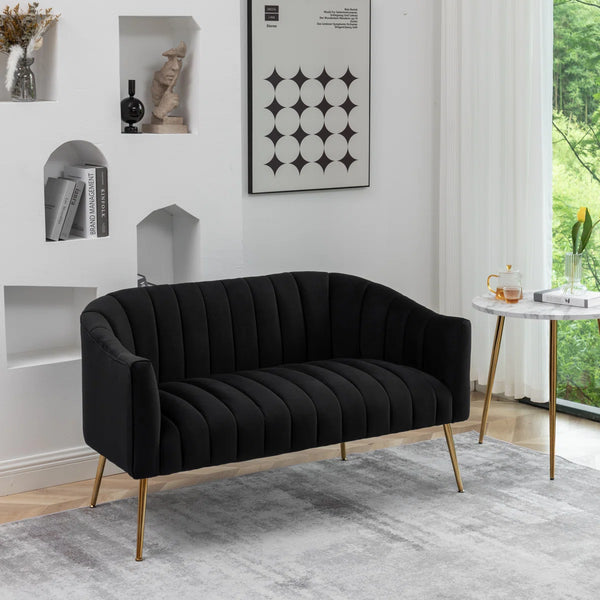 Velvet Loveseat  Wooden Bazar