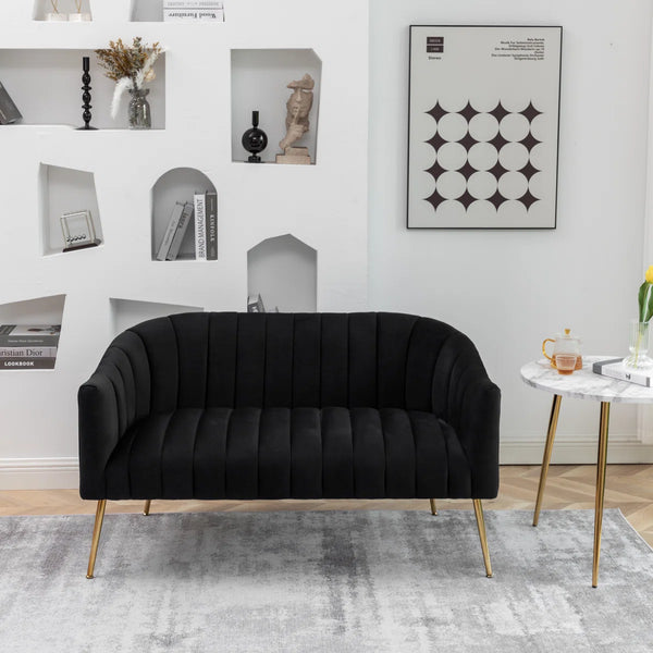 Velvet Loveseat  Wooden Bazar