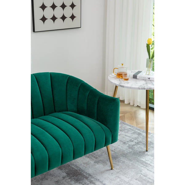 Velvet Loveseat  Wooden Bazar