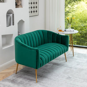 Velvet Loveseat  Wooden Bazar