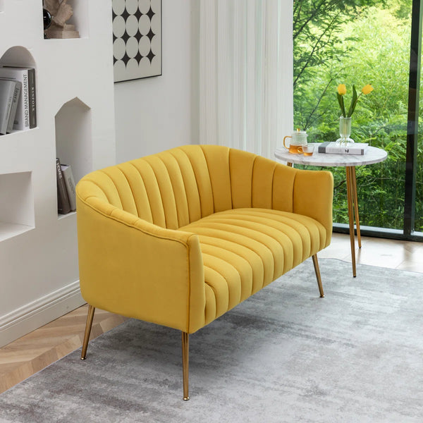 Velvet Loveseat  Wooden Bazar