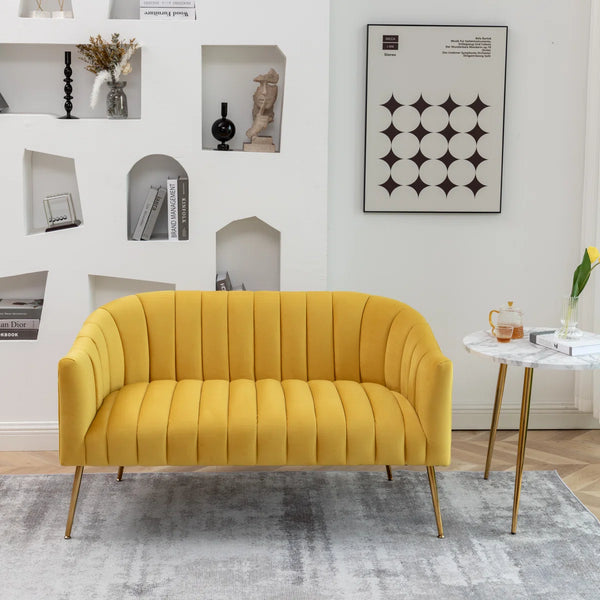 Velvet Loveseat  Wooden Bazar