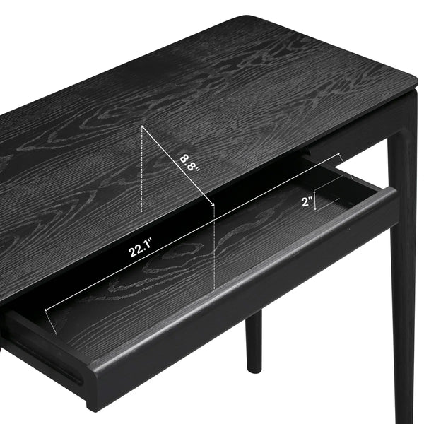 NTC Mingle 47-Inch Solid Wood Console Table with Hidden Drawer, Dark Walnut Finish  Wooden Bazar