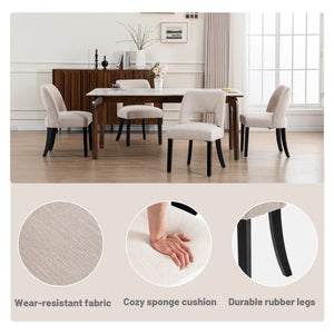 Nakenzie Linen Dining Chair With Solid Wood Legs (Set Of 2)  Wooden Bazar