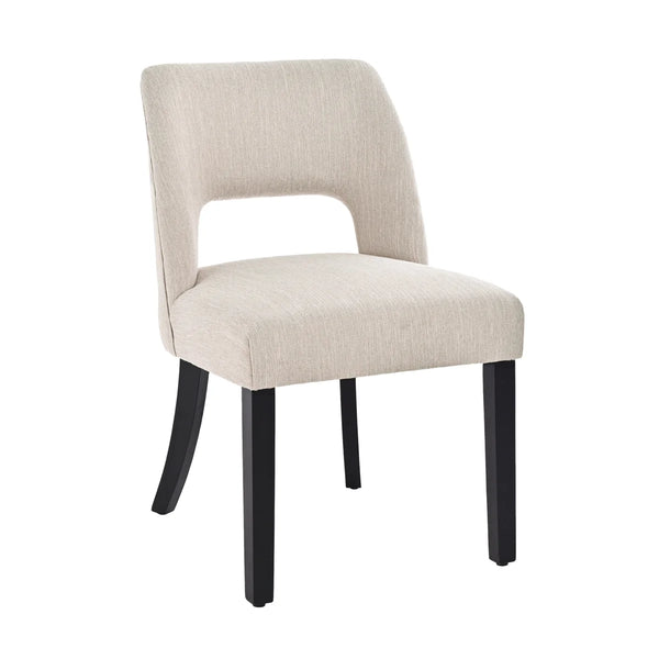 Nakenzie Linen Dining Chair With Solid Wood Legs (Set Of 2)  Wooden Bazar