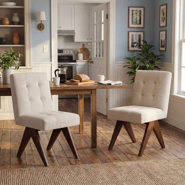 Nieck Tufted Upholstered Parsons Chair (Set of 2)  Wooden Bazar