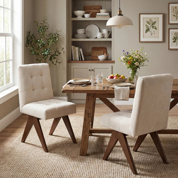 Nieck Tufted Upholstered Parsons Chair (Set of 2)  Wooden Bazar