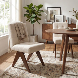 Nieck Tufted Upholstered Parsons Chair (Set of 2)  Wooden Bazar